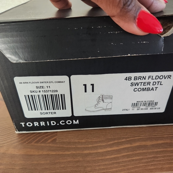 Brown Foldover Sweater Detail Combat Boot (WW) - Picture 5 of 5